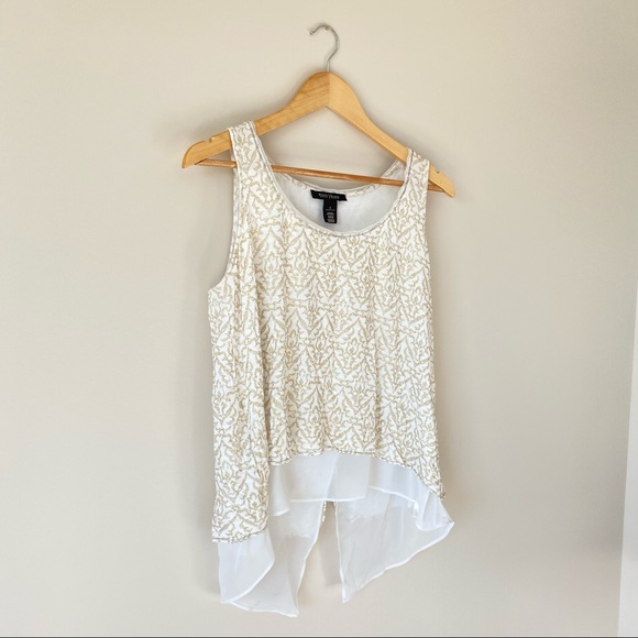 Gold and white open back blouse - Picture 2 of 7